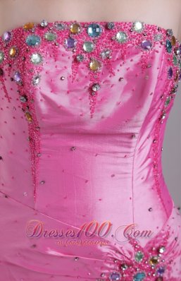 Colorful Rhinestone Taffeta Rose Pink Prom Dress 2013