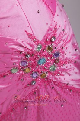 Colorful Rhinestone Taffeta Rose Pink Prom Dress 2013