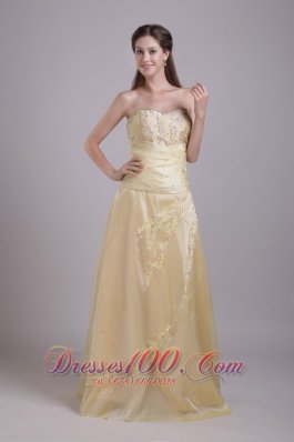 A-Line Champagne Taffeta Brush Train Prom Evening Dress