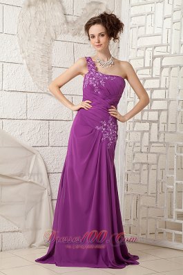 One Shoulder Purple Mother Of The Bride Dress Jacket