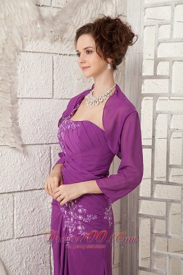 One Shoulder Purple Mother Of The Bride Dress Jacket