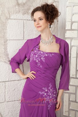 One Shoulder Purple Mother Of The Bride Dress Jacket