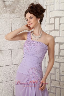 Appliques Empire Brush One Shoulder Prom Dress Lavender