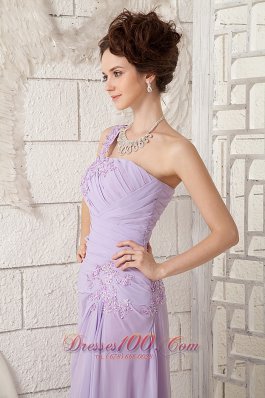 Appliques Empire Brush One Shoulder Prom Dress Lavender