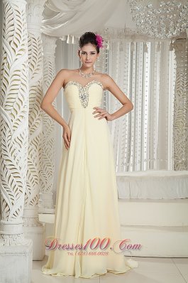 Beaded Sweetheart Prom Holiday Dress with Brush Yellow Style