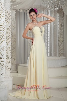 Beaded Sweetheart Prom Holiday Dress with Brush Yellow Style