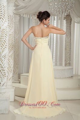 Beaded Sweetheart Prom Holiday Dress with Brush Yellow Style