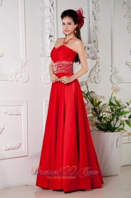 Empire Red Prom Evening Dress Beaded Waist Designers