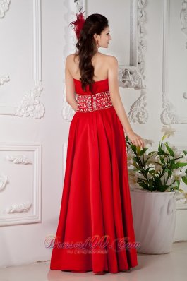 Empire Red Prom Evening Dress Beaded Waist Designers