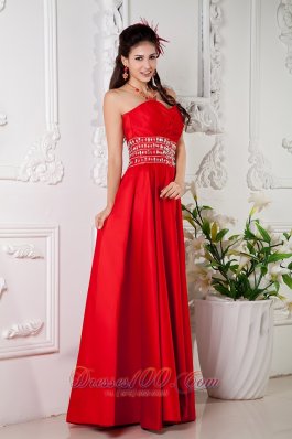 Empire Red Prom Evening Dress Beaded Waist Designers