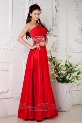 Empire Red Prom Evening Dress Beaded Waist Designers