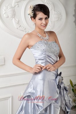 Bowknot Beaded Lilac Ankle Length Prom Gown