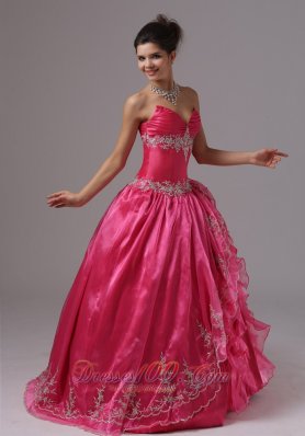 Ruffled Layers Hot Pink Organza Prom Dress