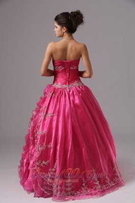 Ruffled Layers Hot Pink Organza Prom Dress