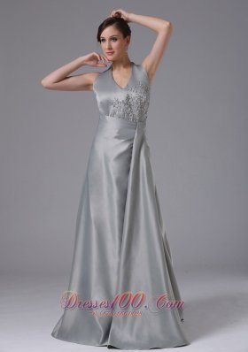 Appliques Sliver Halter Mother Of The Bride Dress