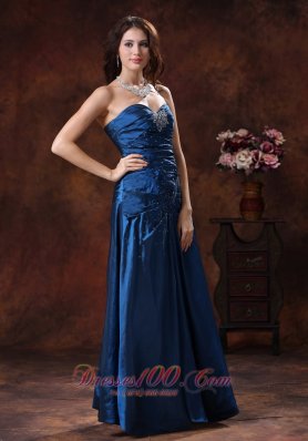 Taffeta Navy Blue Beaded Prom Dress for 2013 2015