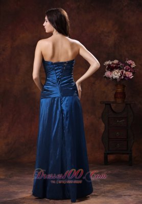 Taffeta Navy Blue Beaded Prom Dress for 2013 2015