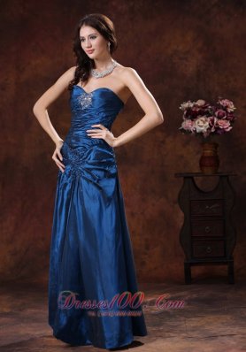 Taffeta Navy Blue Beaded Prom Dress for 2013 2015