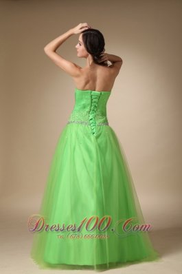 Taffeta and Tulle Spring Green Prom Holiday Dress Beaded