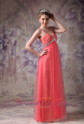 Tulle Watermelon Beads Prom Evening Dress for Party Time