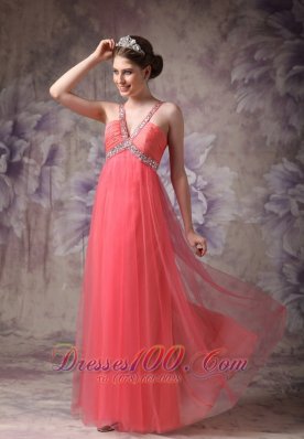 Tulle Watermelon Beads Prom Evening Dress for Party Time