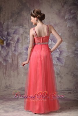 Tulle Watermelon Beads Prom Evening Dress for Party Time