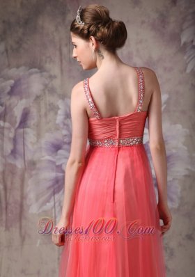 Tulle Watermelon Beads Prom Evening Dress for Party Time