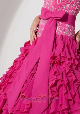 Hot Pink Halter Embroidery Sweet 16 Dress Belt