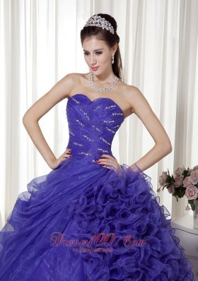 Affordable Blue Sweetheart Organza Quinceanera Dress 2013