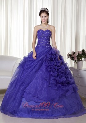 Affordable Blue Sweetheart Organza Quinceanera Dress 2013