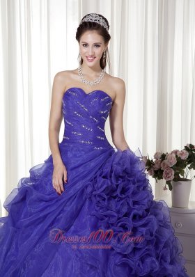 Affordable Blue Sweetheart Organza Quinceanera Dress 2013