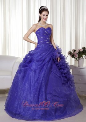 Affordable Blue Sweetheart Organza Quinceanera Dress 2013