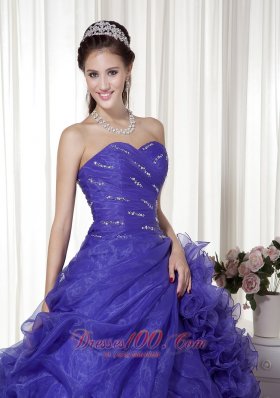 Affordable Blue Sweetheart Organza Quinceanera Dress 2013