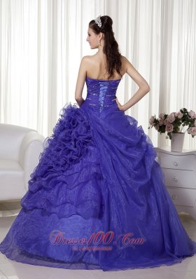 Affordable Blue Sweetheart Organza Quinceanera Dress 2013