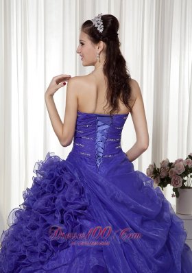 Affordable Blue Sweetheart Organza Quinceanera Dress 2013