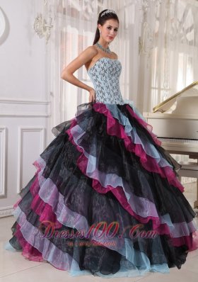 Colorful Quinceanera Dress Layer Floor Length