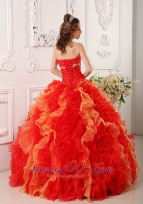 Pretty Quinceanera Dress Orange Organza Beading