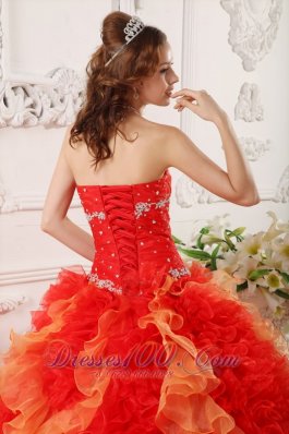 Pretty Quinceanera Dress Orange Organza Beading