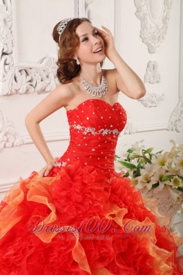 Pretty Quinceanera Dress Orange Organza Beading