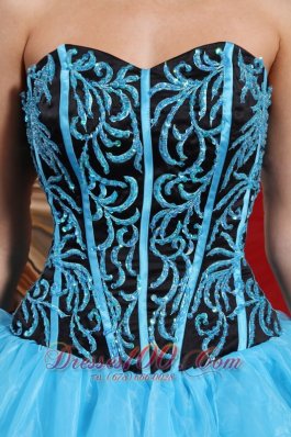 Aqua Blue Quinceanera Dress Sweetheart Embroidery Ruffles