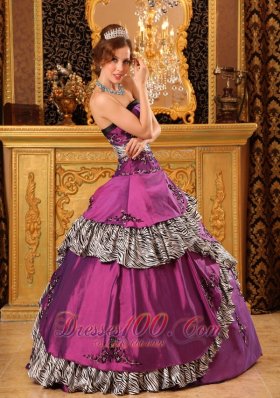 Purple and Zebra Ball Gown Quinceanera Dress