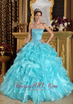 Quinceanera Dress Aqua Blue Sweetheart Floor-length Beading