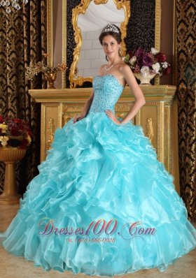 Quinceanera Dress Aqua Blue Sweetheart Floor-length Beading