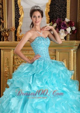 Quinceanera Dress Aqua Blue Sweetheart Floor-length Beading