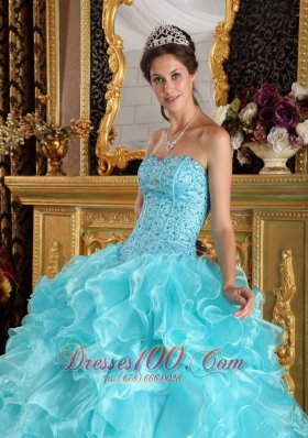 Quinceanera Dress Aqua Blue Sweetheart Floor-length Beading