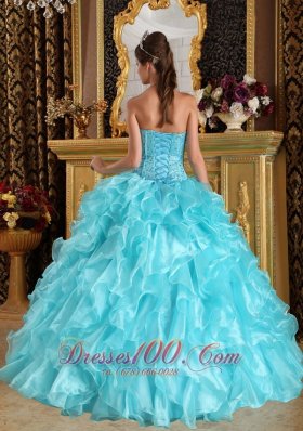 Quinceanera Dress Aqua Blue Sweetheart Floor-length Beading