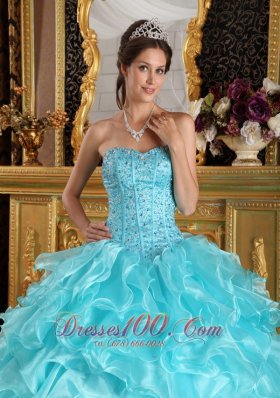 Quinceanera Dress Aqua Blue Sweetheart Floor-length Beading