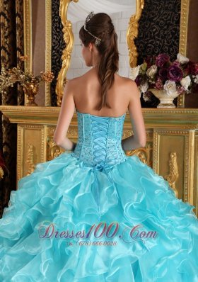 Quinceanera Dress Aqua Blue Sweetheart Floor-length Beading