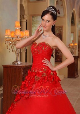 Dress for Quince Sweetheart Hand Made Flower Decorate A-line