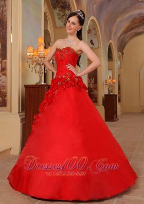 Dress for Quince Sweetheart Hand Made Flower Decorate A-line